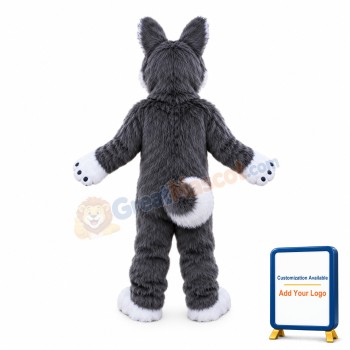 Grey Plush Husky Dog Mascot Costume
