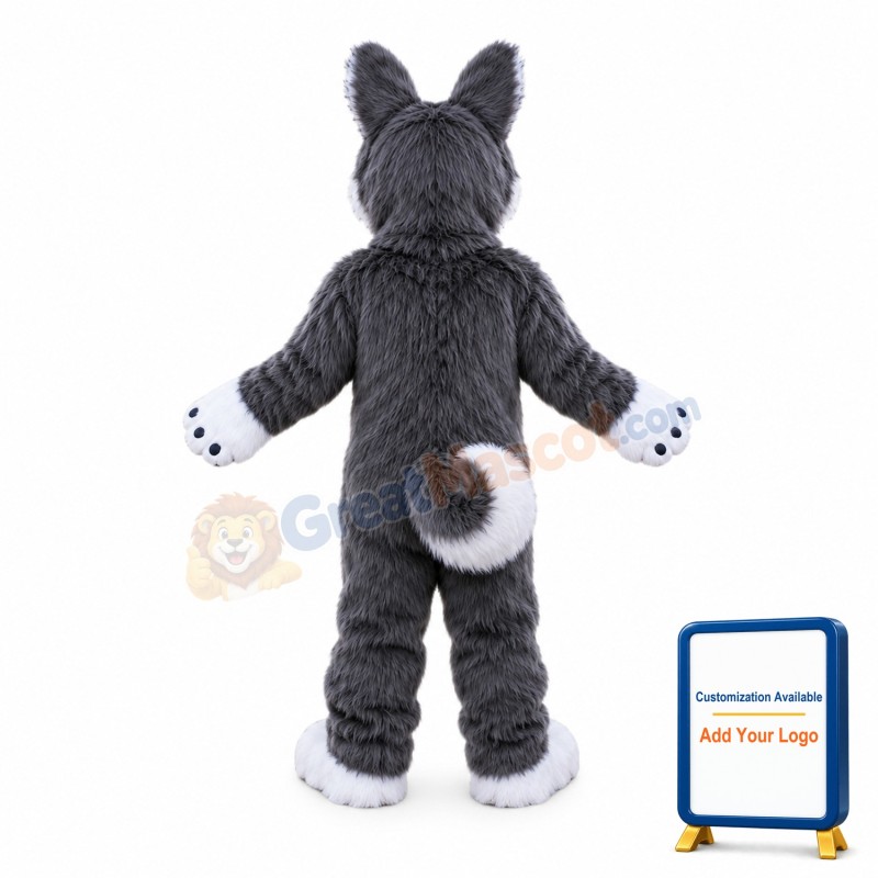 Grey Plush Husky Dog Mascot Costume