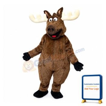 Happy Lightweight Moose Mascot Costume