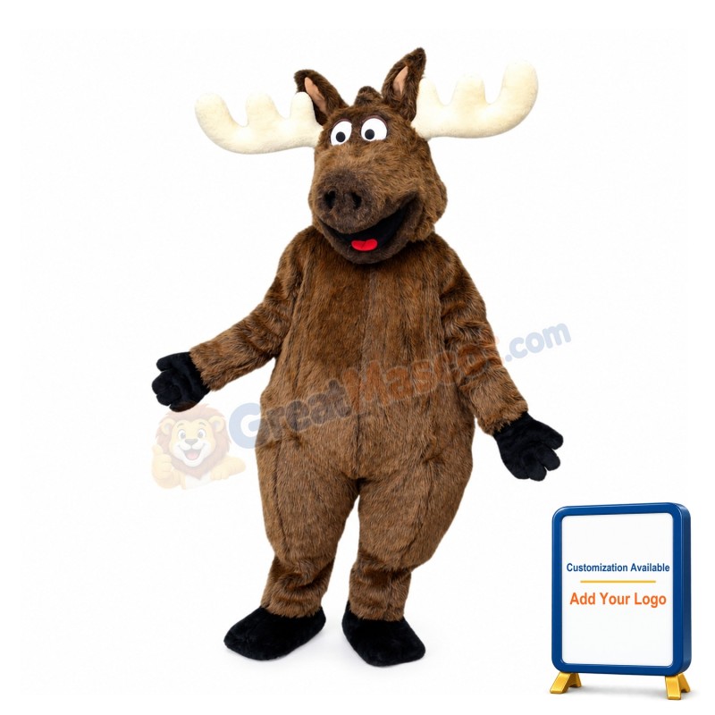 Happy Lightweight Moose Mascot Costume