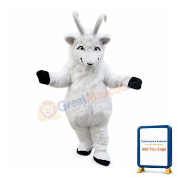Plush White Goat Mascot Costume