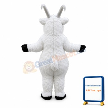 Plush White Goat Mascot Costume