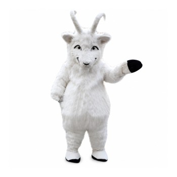 Plush White Goat Mascot Costume