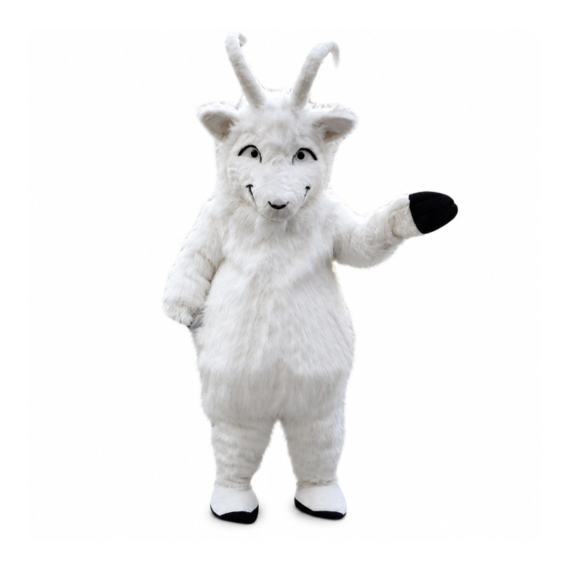 Plush White Goat Mascot Costume