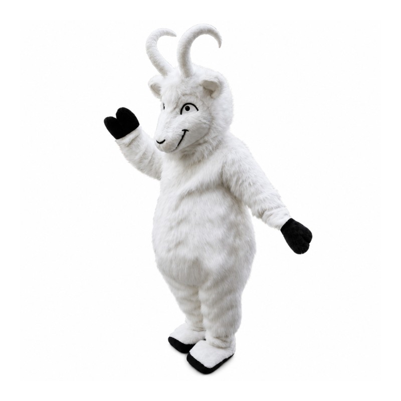 Plush White Goat Mascot Costume