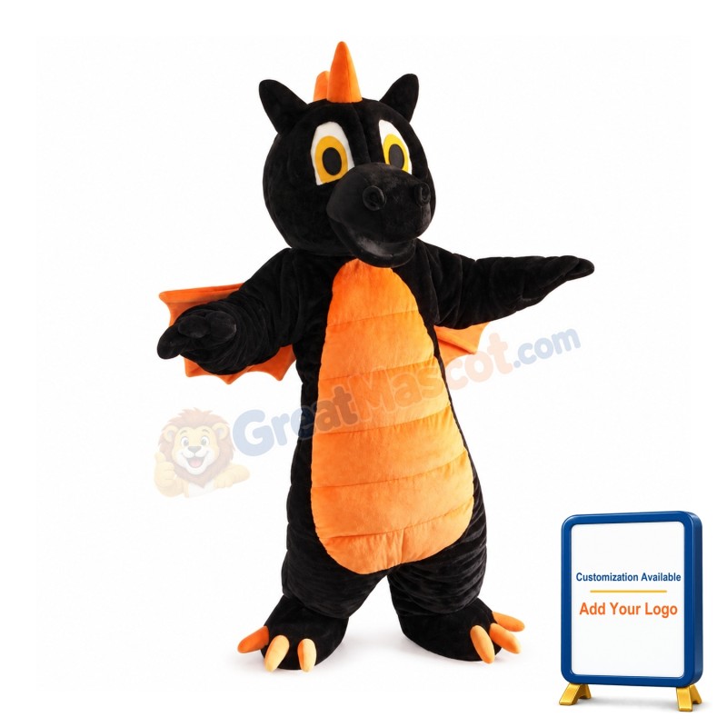 Cute Black Dragon Mascot Costume