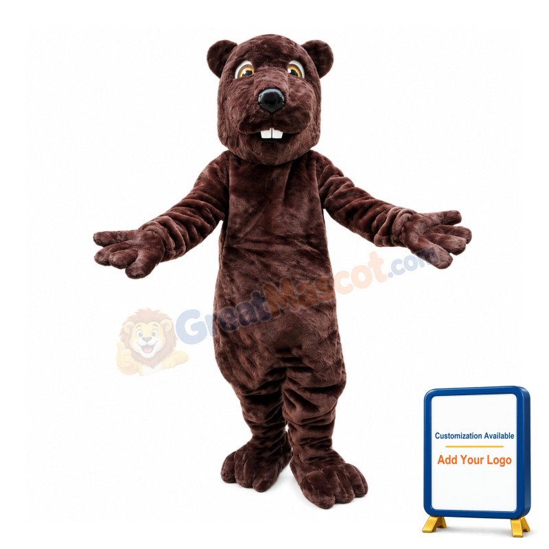 Friendly Adult Beaver Mascot Costume
