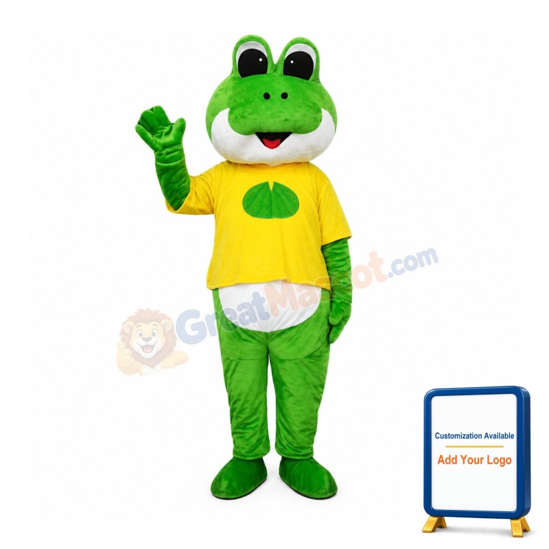 Friendly Green Frog Mascot Costume