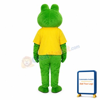 Friendly Green Frog Mascot Costume