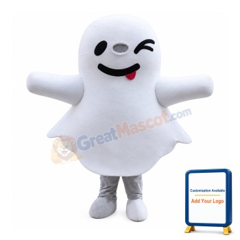 Cute White Ghost Mascot Costume