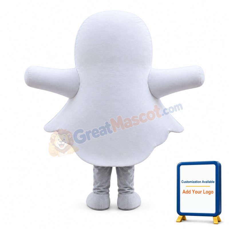 Cute White Ghost Mascot Costume