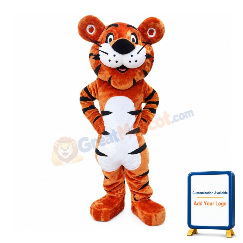 Happy Cartoon Tiger Mascot Costume