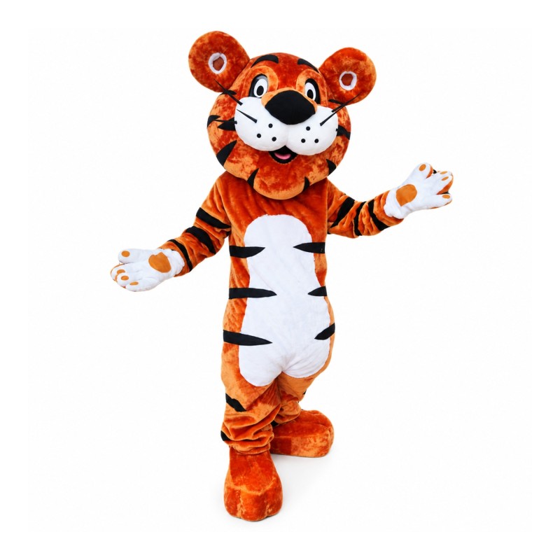 Happy Cartoon Tiger Mascot Costume