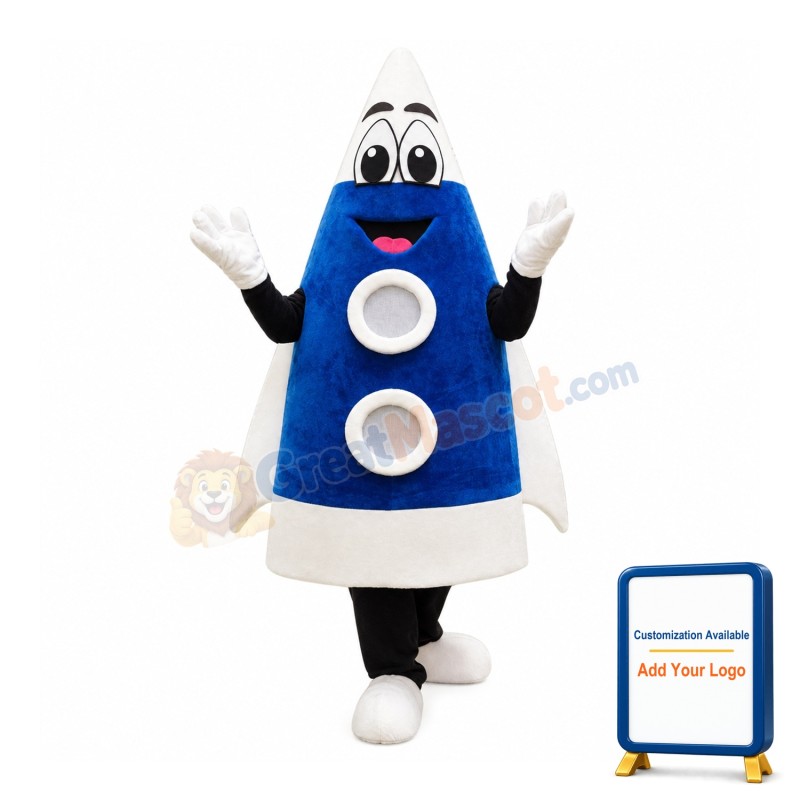 Blue Rocket Mascot Costume