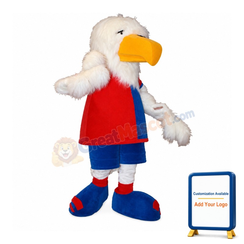 Cute White Eagle Mascot Costume