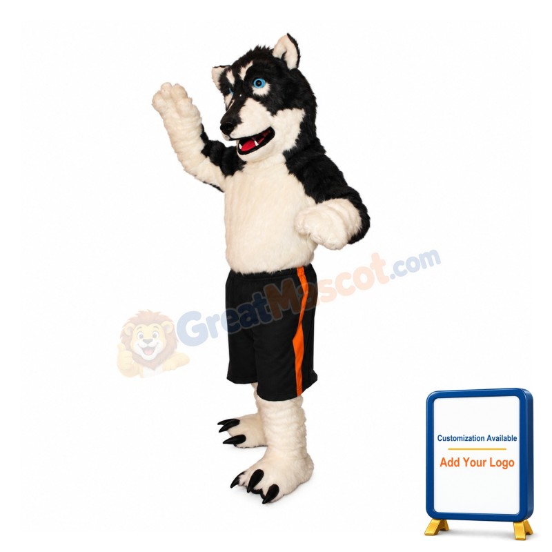 Black & White Wolf Mascot Costume