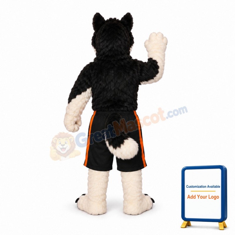 Black & White Wolf Mascot Costume
