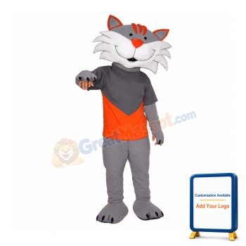 Happy Grey Cat Mascot Costume