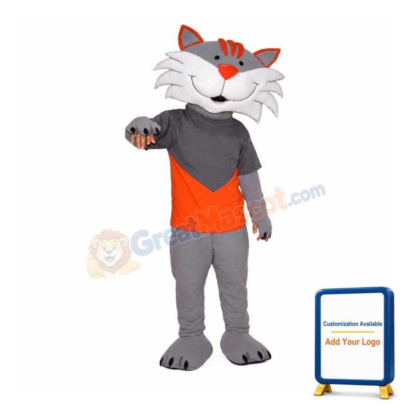 Happy Grey Cat Mascot Costume