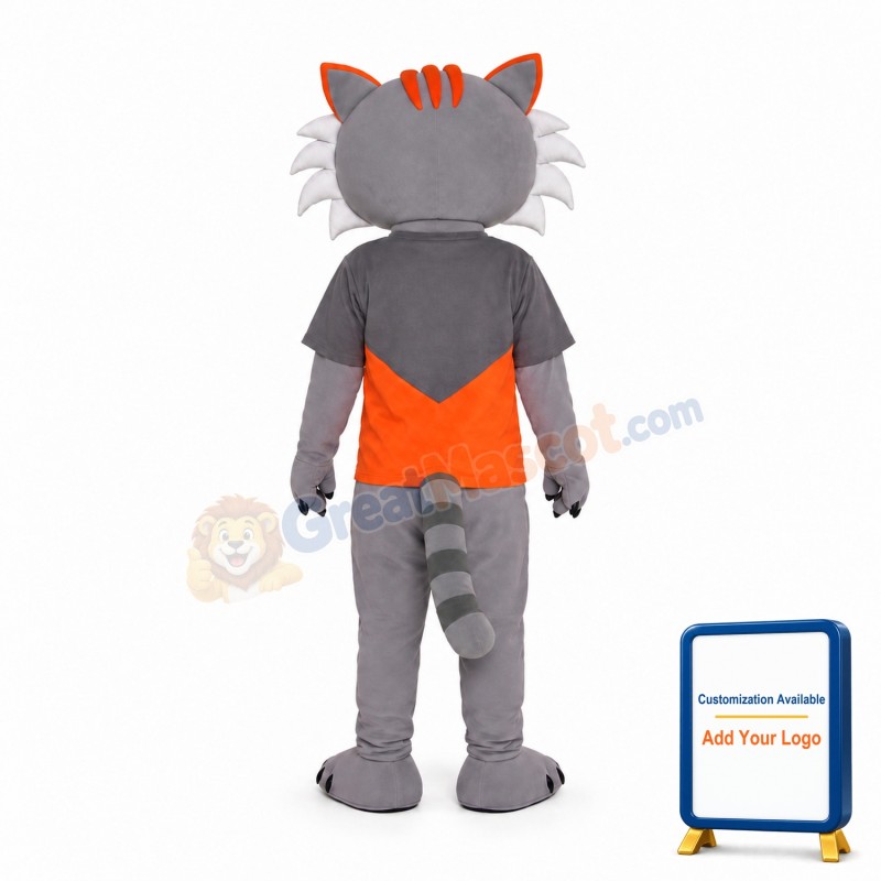 Happy Grey Cat Mascot Costume