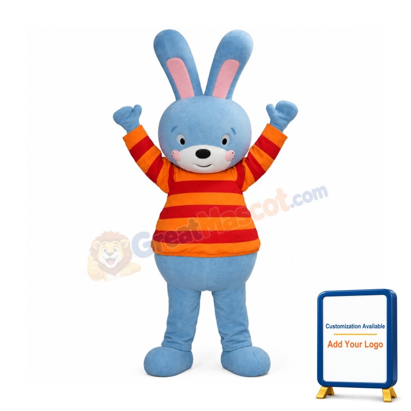 High Blue Bunny Mascot Costume