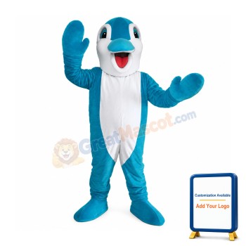 Happy Blue Dolphin Mascot Costume