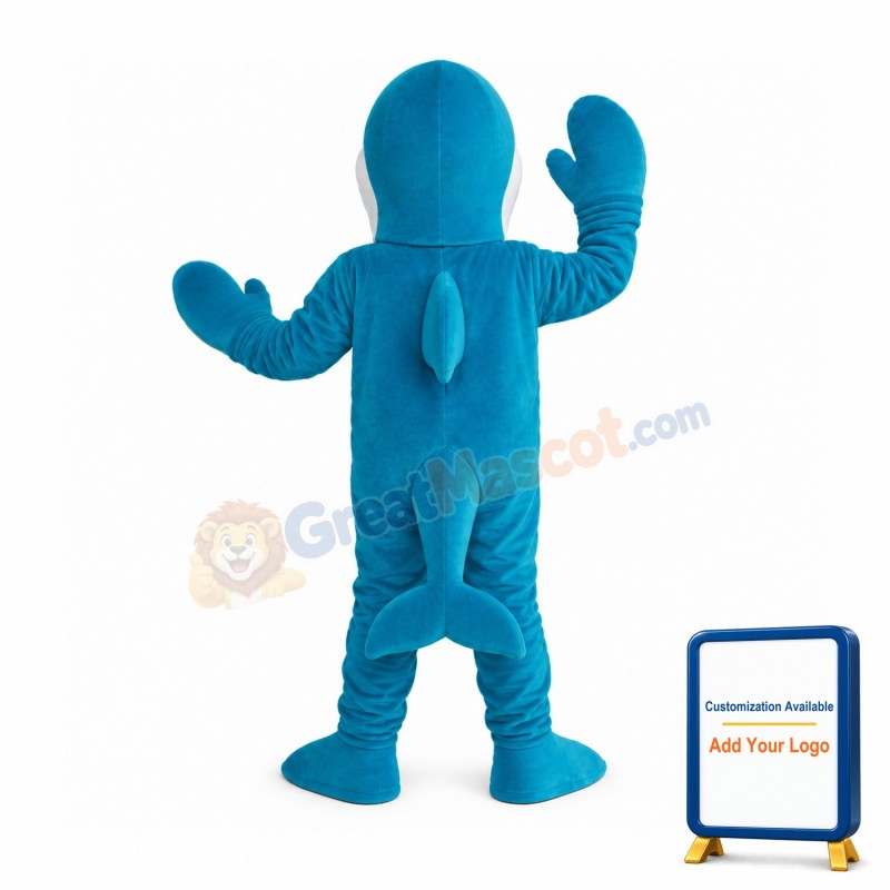 Happy Blue Dolphin Mascot Costume