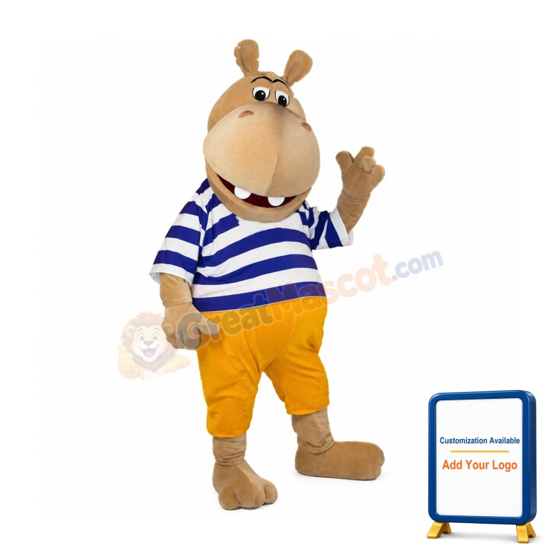 Happy Lightweight Hippo Mascot Costume