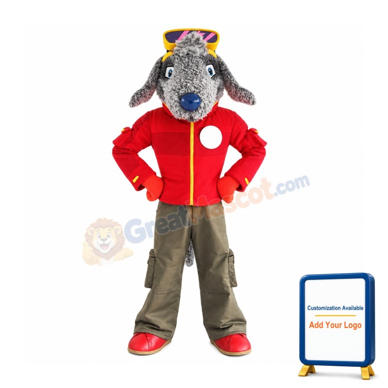 Grey Bedlington Dog Mascot Costume