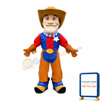 Happy Lightweight Cowboy Mascot Costume