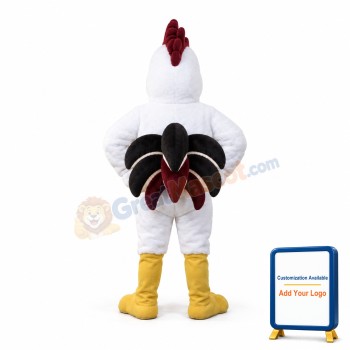 Power Muscular White Rooster Mascot Costume
