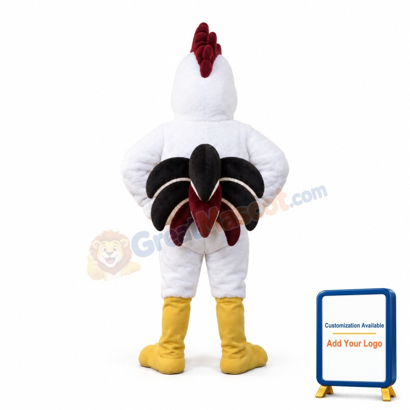 Power Muscular White Rooster Mascot Costume