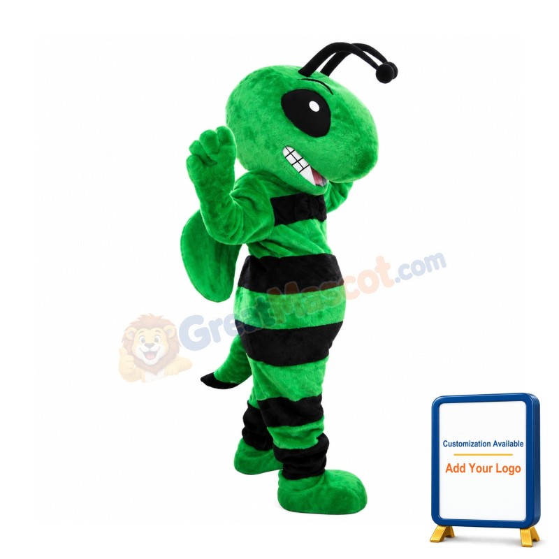 Friendly Green Bee Mascot Costume