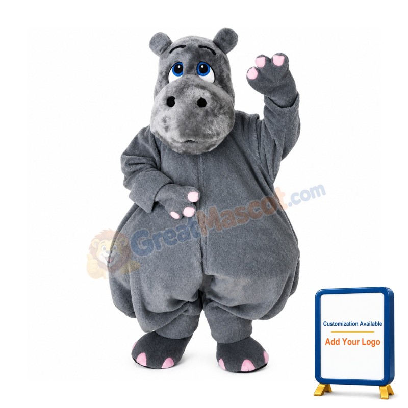 Grey Lightweight Hippo Mascot Costume