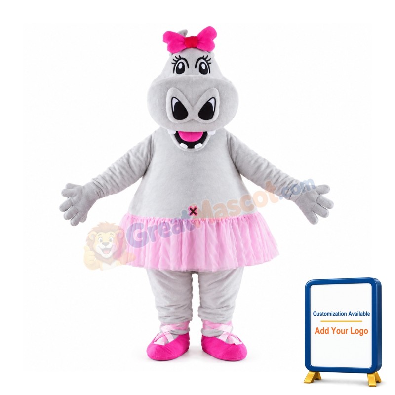 Cute Girl Hippo Mascot Costume