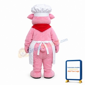 Chef Pink Pig Mascot Costume