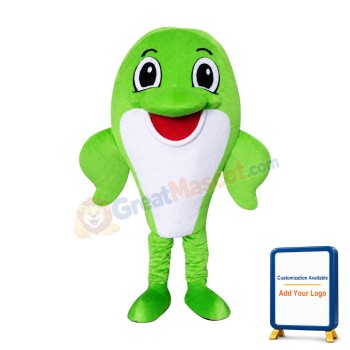 Happy Lightweight Green Dolphin Mascot Costume