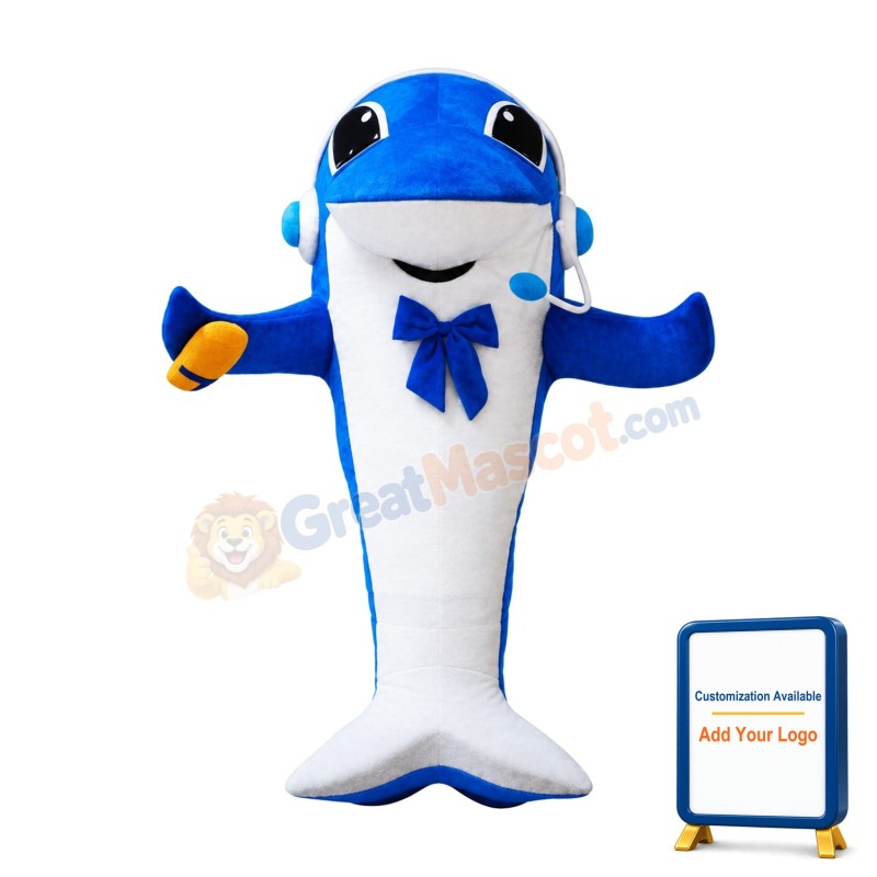 Happy Lightweight Blue Dolphin Mascot Costume