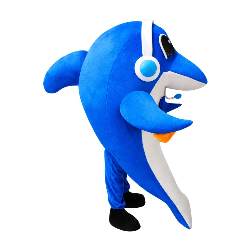 Happy Lightweight Blue Dolphin Mascot Costume