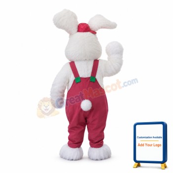 Cute White Furry Rabbit Mascot Costume
