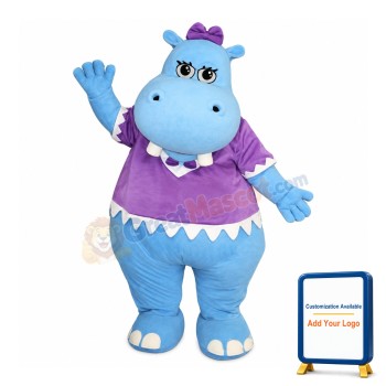 Female Blue Hippo Mascot Costume