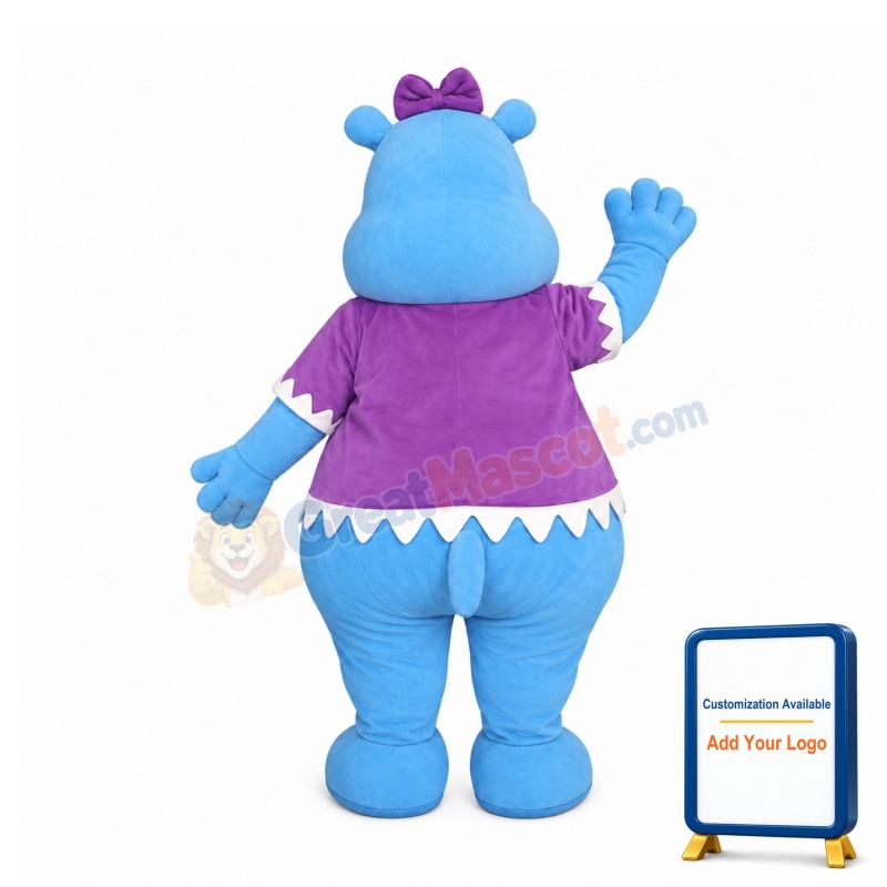 Female Blue Hippo Mascot Costume