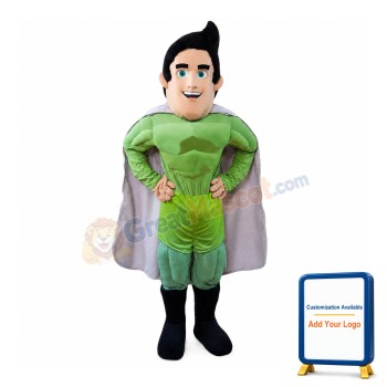 Green Hero Super Man Mascot Costume