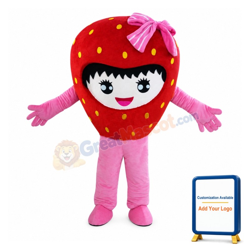 Happy Strawberry Girl Mascot Costume
