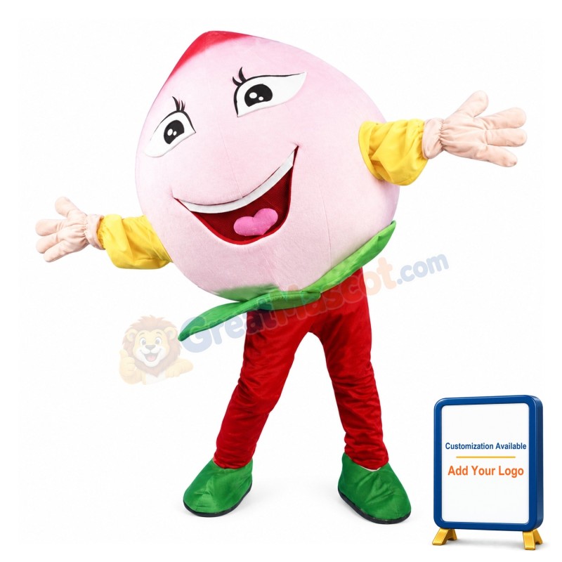 Pink Peach Mascot Costume