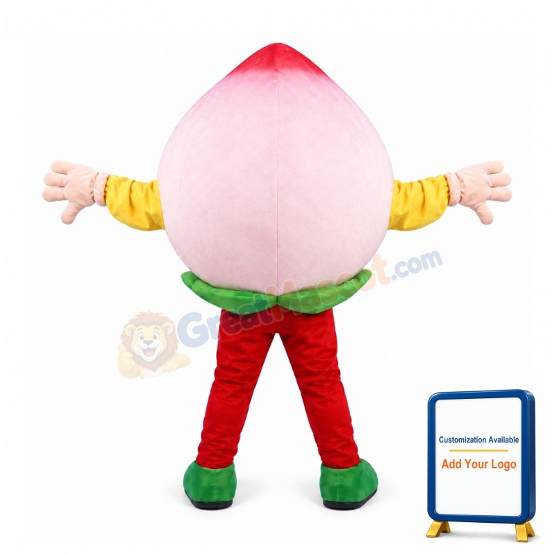 Pink Peach Mascot Costume