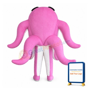 Happy Pink Octopus Mascot Costume