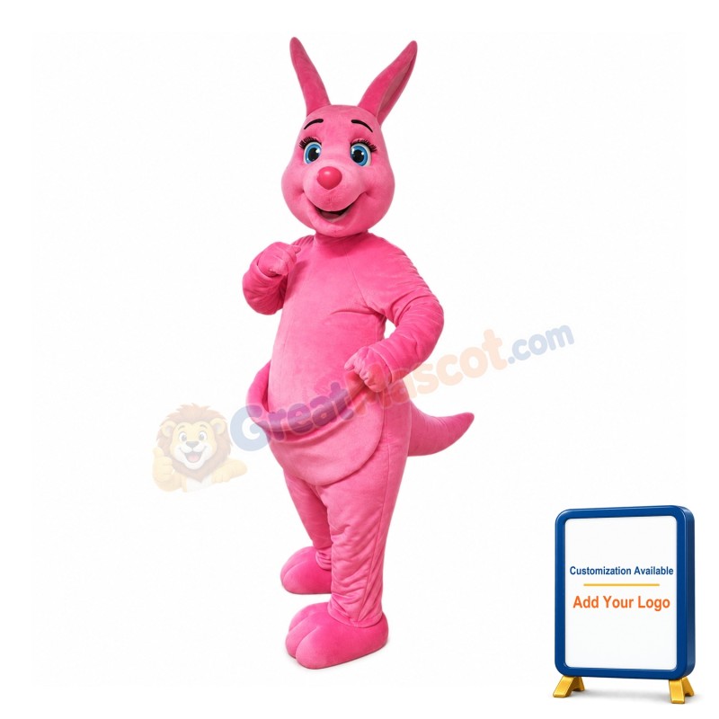 Pink Kangaroo Mascot Costume