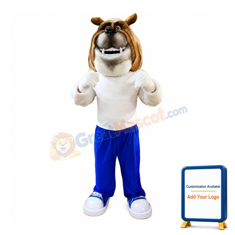 Happy Lightweight Bulldog Mascot Costume