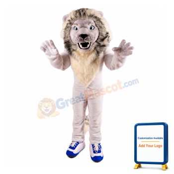 Fierce White Lion Mascot Costume